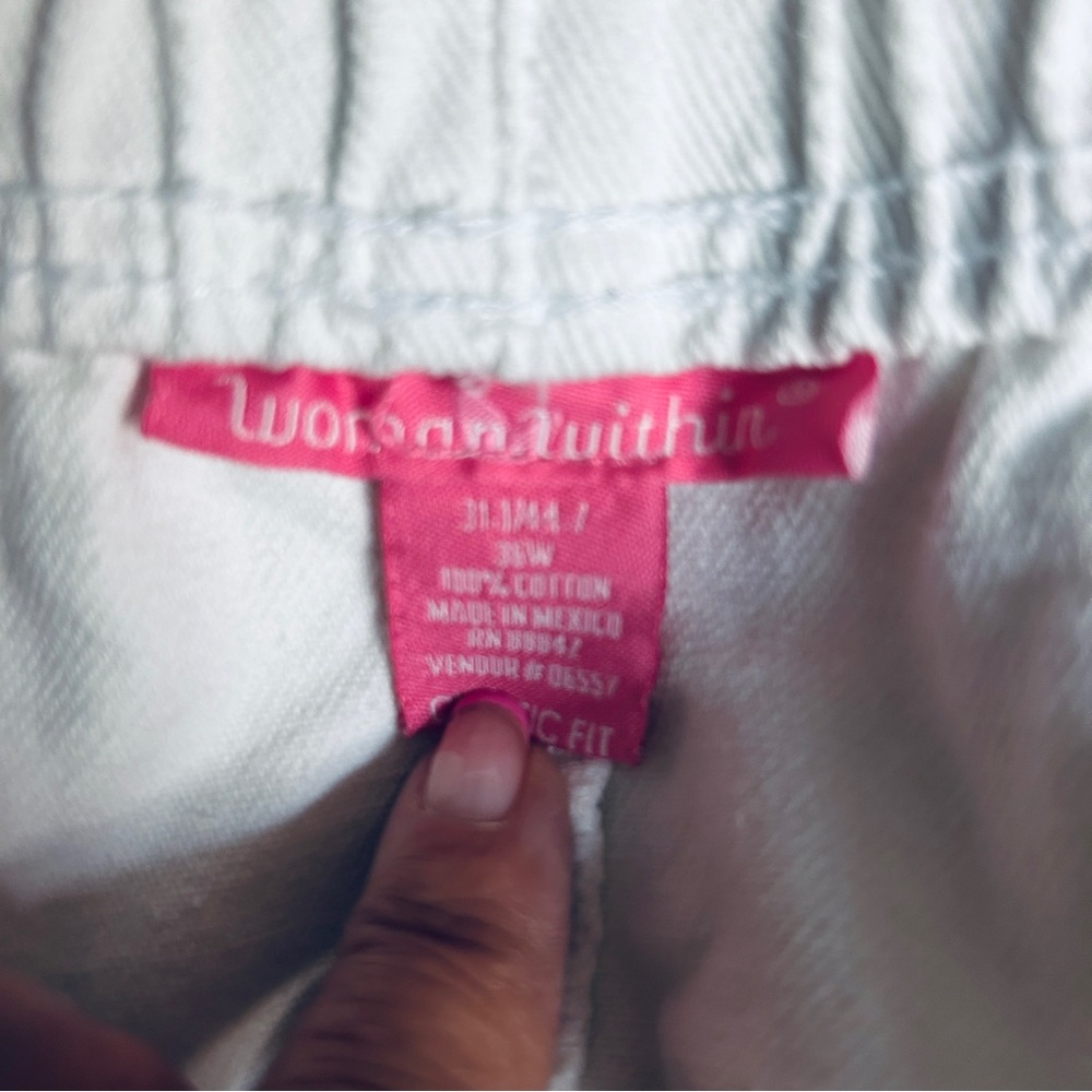 3/$15 Twill Elastic Waist Plus Size White Pull On Jeans Cotton Denim Pants 30W - Picture 10 of 11
